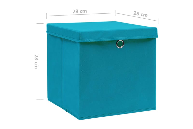 Opbevaringskasser med låg 10 stk. 28x28x28 cm babyblå - Blå - Kurve & kasser