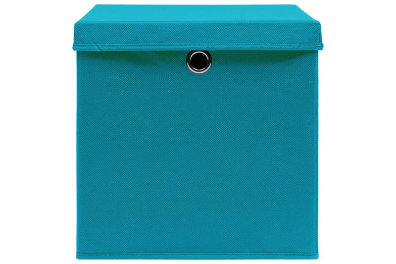 Opbevaringskasser med låg 10 stk. 28x28x28 cm babyblå - Blå - Opbevaring - Opbevaring til småting - Kurve & kasser