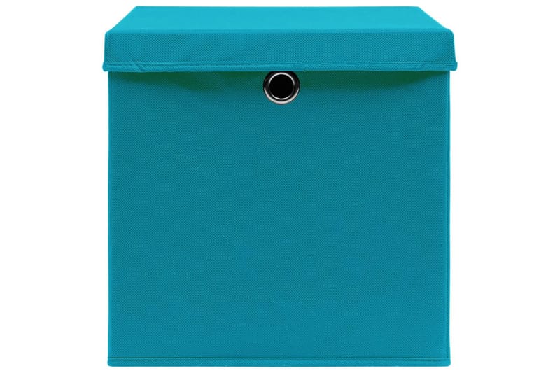 Opbevaringskasser med låg 10 stk. 28x28x28 cm babyblå - Blå - Kurve & kasser