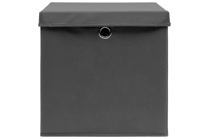 Opbevaringskasser med låg 10 stk. 28x28x28 cm grå - Grå - Opbevaring - Opbevaring til småting - Kurve & kasser