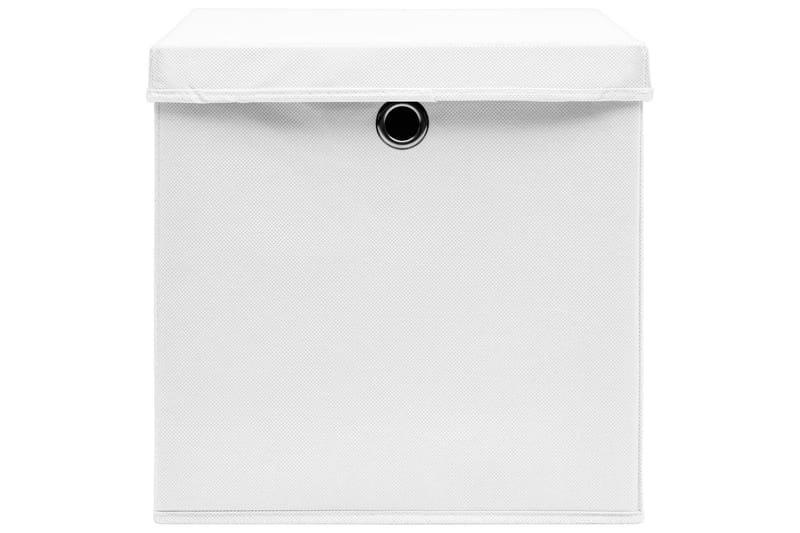 Opbevaringskasser med låg 10 stk. 28x28x28 cm hvid - Hvid - Opbevaring - Opbevaring til småting - Kurve & kasser