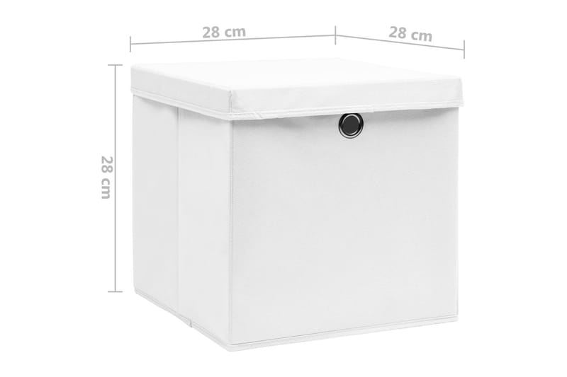 Opbevaringskasser med låg 10 stk. 28x28x28 cm hvid - Hvid - Opbevaring - Opbevaring til småting - Kurve & kasser