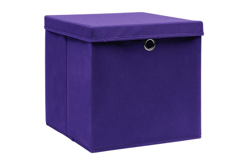 opbevaringskasser med låg 10 stk. 28x28x28 cm lilla - Violet - Opbevaring - Opbevaring til småting - Kurve & kasser