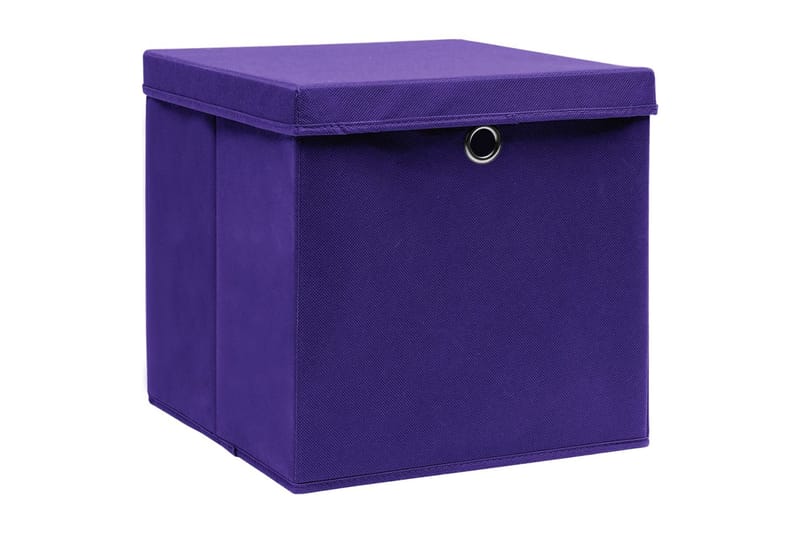 opbevaringskasser med låg 10 stk. 28x28x28 cm lilla - Violet - Kurve & kasser