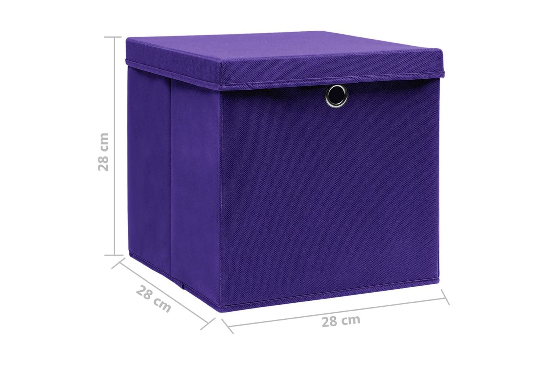 opbevaringskasser med låg 10 stk. 28x28x28 cm lilla - Violet - Opbevaring - Opbevaring til småting - Kurve & kasser