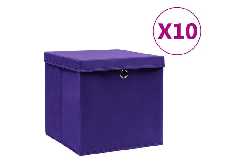 opbevaringskasser med låg 10 stk. 28x28x28 cm lilla - Violet - Kurve & kasser