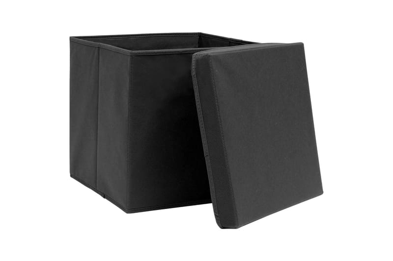 Opbevaringskasser med låg 10 stk. 28x28x28 cm sort - Sort - Opbevaring - Opbevaring til småting - Kurve & kasser