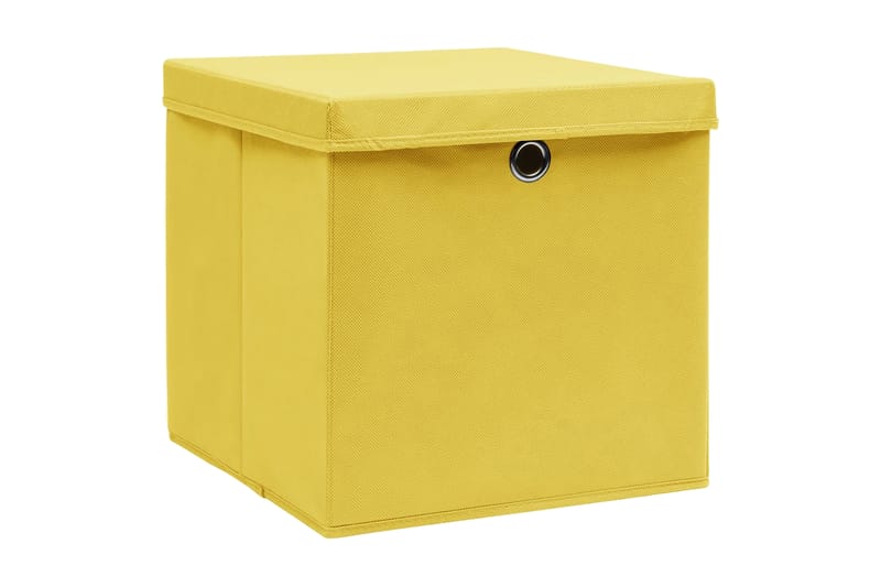 Opbevaringskasser Med Låg 10 Stk. 32x32x32 Stof Gul - Opbevaring - Opbevaring til småting - Kurve & kasser