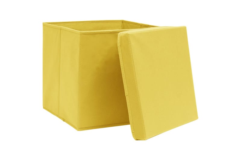 Opbevaringskasser Med Låg 10 Stk. 32x32x32 Stof Gul - Opbevaring - Opbevaring til småting - Kurve & kasser