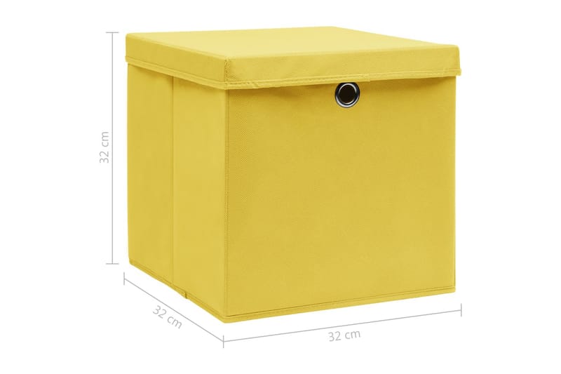 Opbevaringskasser Med Låg 10 Stk. 32x32x32 Stof Gul - Opbevaring - Opbevaring til småting - Kurve & kasser
