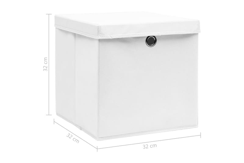 Opbevaringskasser Med Låg 10 Stk. 32x32x32 Stof Hvid - Kurve & kasser