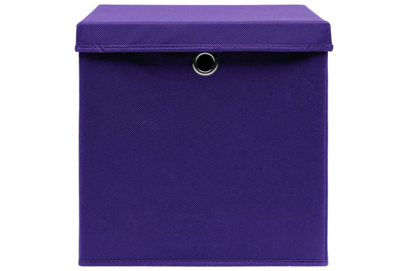 Opbevaringskasser Med Låg 10 Stk. 32x32x32 Stof Lilla - Opbevaring - Opbevaring til småting - Kurve & kasser