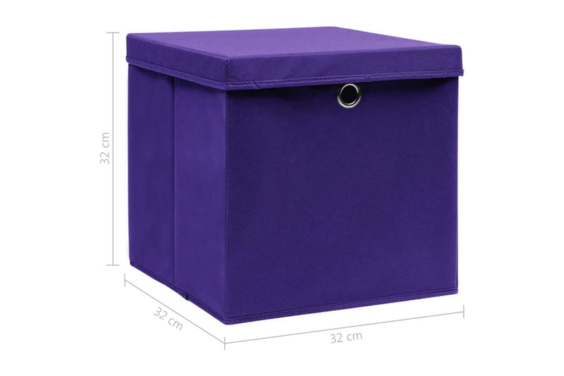 Opbevaringskasser Med Låg 10 Stk. 32x32x32 Stof Lilla - Opbevaring - Opbevaring til småting - Kurve & kasser