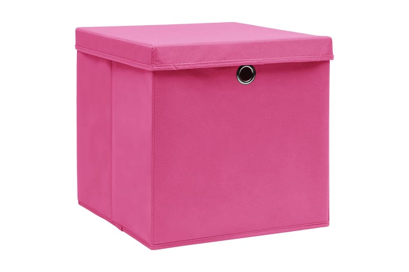 Opbevaringskasser Med Låg 10 Stk. 32x32x32 Stof Pink - Opbevaring - Opbevaring til småting - Kurve & kasser
