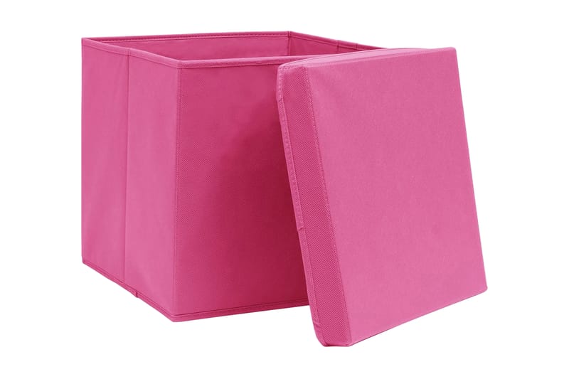 Opbevaringskasser Med Låg 10 Stk. 32x32x32 Stof Pink - Opbevaring - Opbevaring til småting - Kurve & kasser