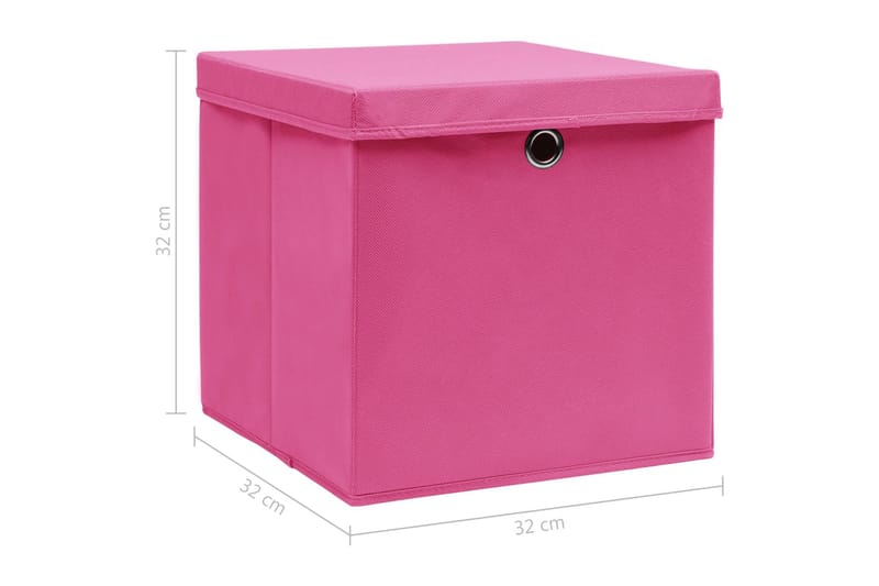 Opbevaringskasser Med Låg 10 Stk. 32x32x32 Stof Pink - Opbevaring - Opbevaring til småting - Kurve & kasser