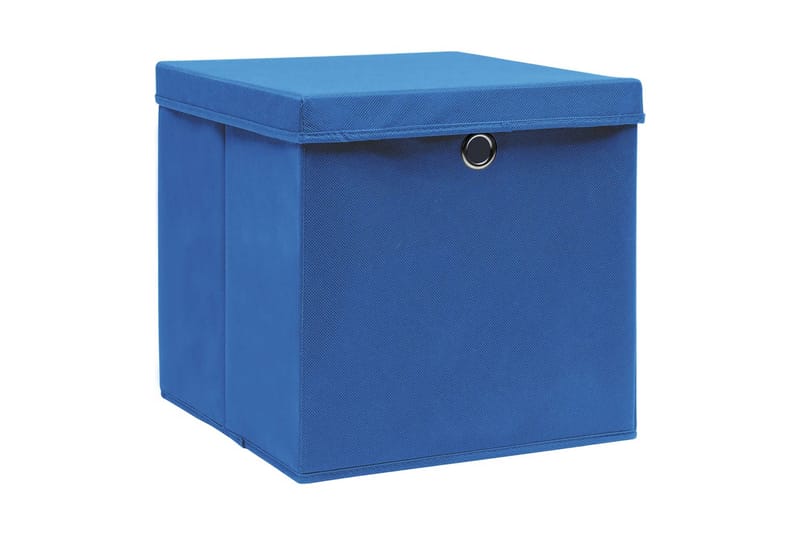 Opbevaringskasser med låg 4 stk. 28x28x28 cm blå - Blå - Kurve & kasser