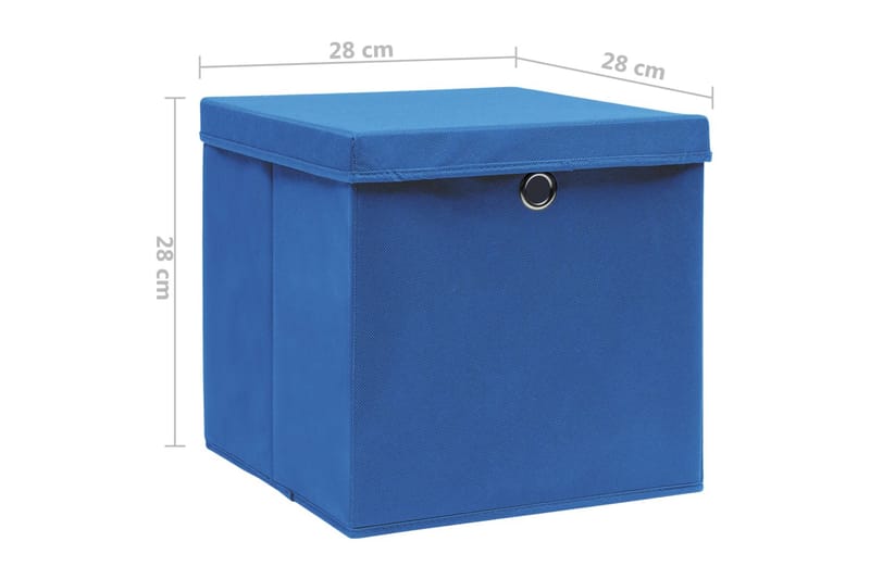 Opbevaringskasser med låg 4 stk. 28x28x28 cm blå - Blå - Opbevaring - Opbevaring til småting - Kurve & kasser