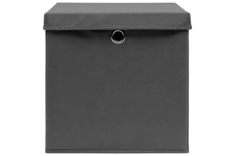 Opbevaringskasser med låg 4 stk. 28x28x28 cm grå - Grå - Kurve & kasser