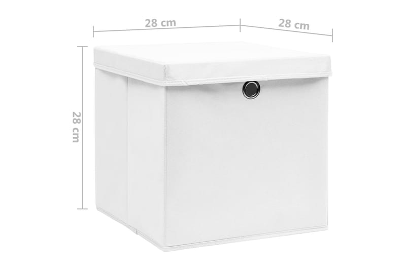 Opbevaringskasser med låg 4 stk. 28x28x28 cm hvid - Hvid - Kurve & kasser