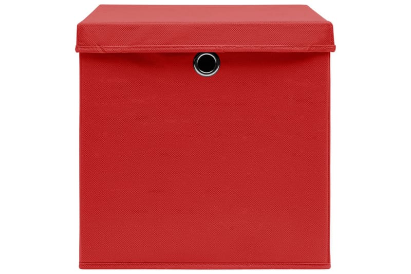 Opbevaringskasser med låg 4 stk. 28x28x28 cm rød - Rød - Kurve & kasser