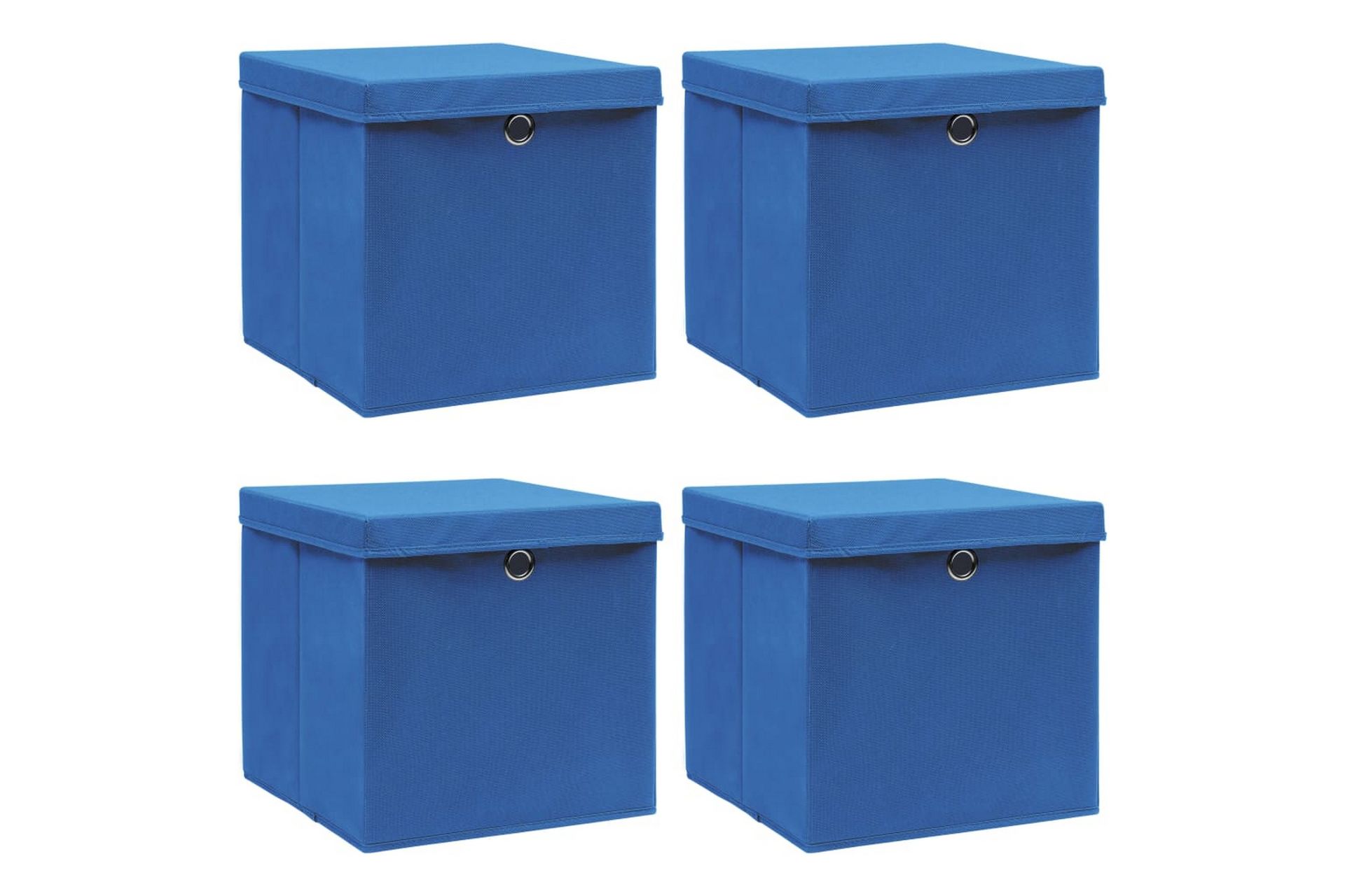 Opbevaringskasser Med Låg 4 Stk. 32x32x32 Stof Blå - Opbevaring - Opbevaring til småting - Kurve & kasser