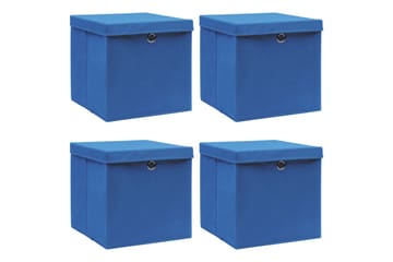 Opbevaringskasser Med Låg 4 Stk. 32x32x32 Stof Blå - Opbevaring - Opbevaring til småting - Kurve & kasser