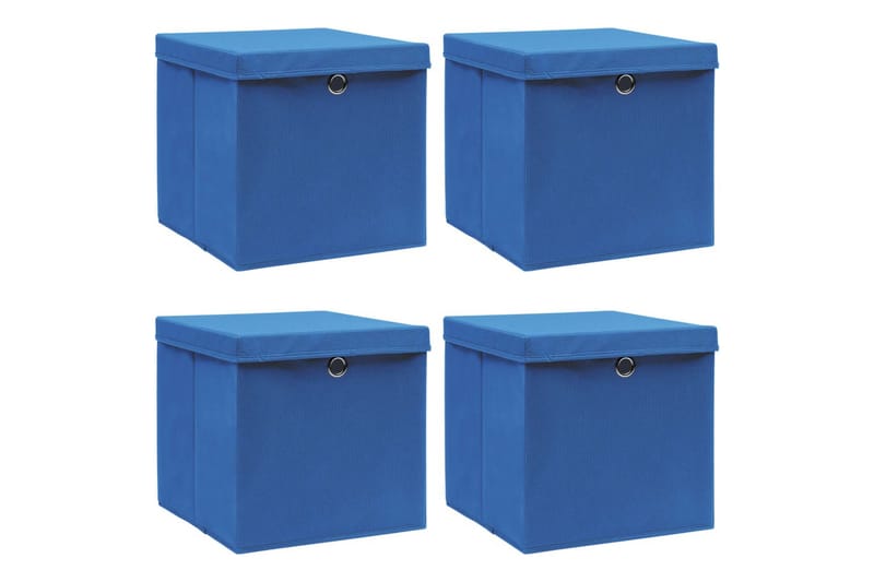 Opbevaringskasser Med Låg 4 Stk. 32x32x32 Stof Blå - Opbevaring - Opbevaring til småting - Kurve & kasser