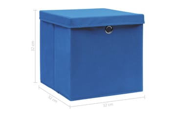 Opbevaringskasser Med Låg 4 Stk. 32x32x32 Stof Blå - Opbevaring - Opbevaring til småting - Kurve & kasser