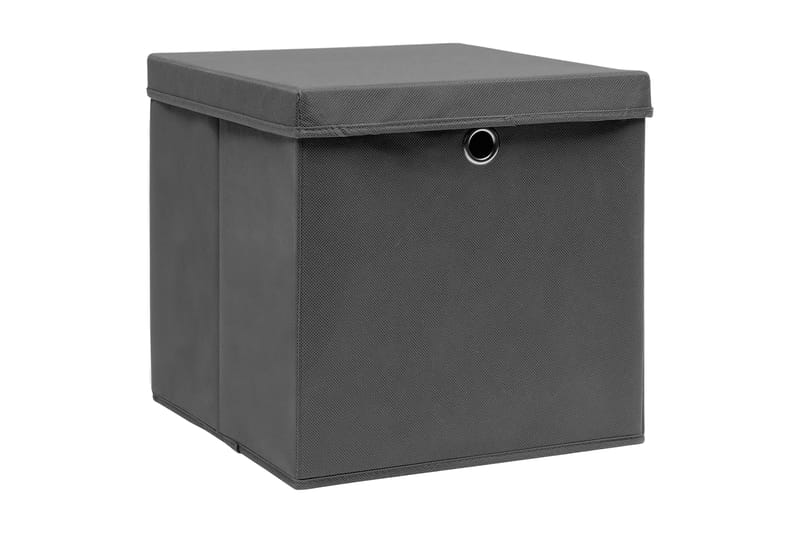 Opbevaringskasser Med Låg 4 Stk. 32x32x32 Stof Grå - Opbevaring - Opbevaring til småting - Kurve & kasser