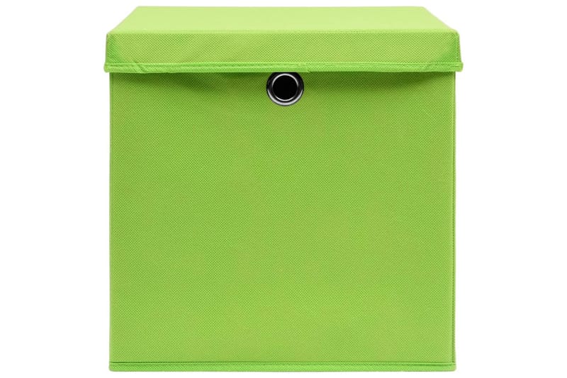 Opbevaringskasser Med Låg 4 Stk. 32x32x32 Stof Grøn - Opbevaring - Opbevaring til småting - Kurve & kasser