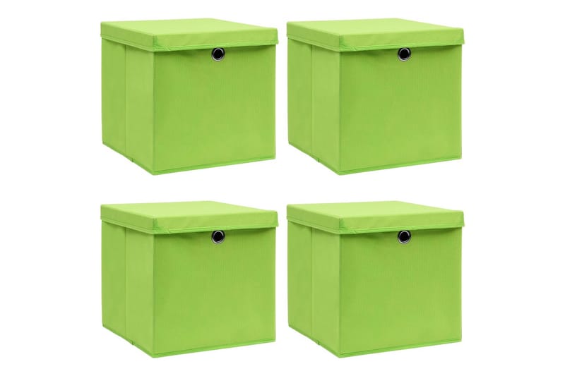 Opbevaringskasser Med Låg 4 Stk. 32x32x32 Stof Grøn - Kurve & kasser