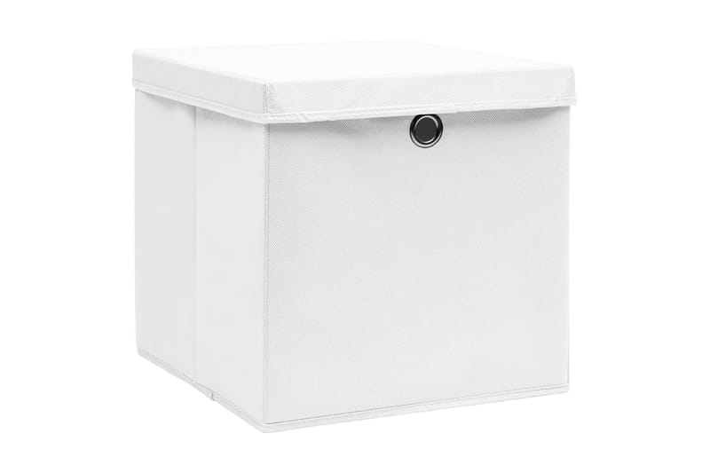 Opbevaringskasser Med Låg 4 Stk. 32x32x32 Stof Hvid - Kurve & kasser
