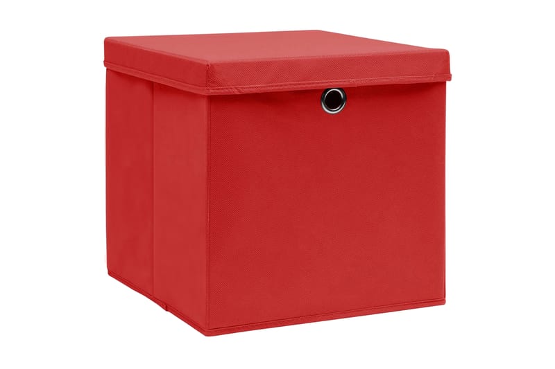 Opbevaringskasser Med Låg 4 Stk. 32x32x32 Stof Rød - Opbevaring - Opbevaring til småting - Kurve & kasser