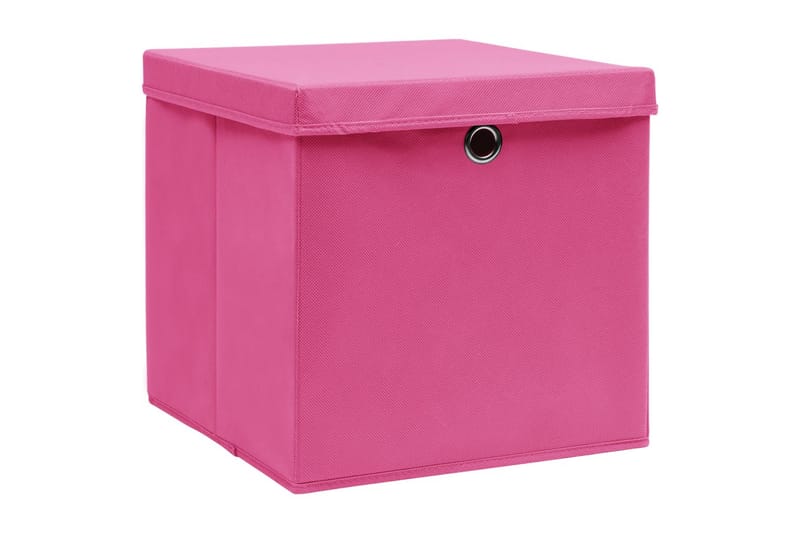 Opbevaringskasser Med Låg 4 Stk. 32x32x32 Stof Pink - Opbevaring - Opbevaring til småting - Kurve & kasser