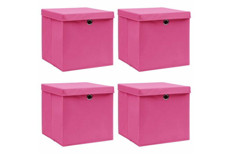 Opbevaringskasser Med Låg 4 Stk. 32x32x32 Stof Pink - Opbevaring - Opbevaring til småting - Kurve & kasser