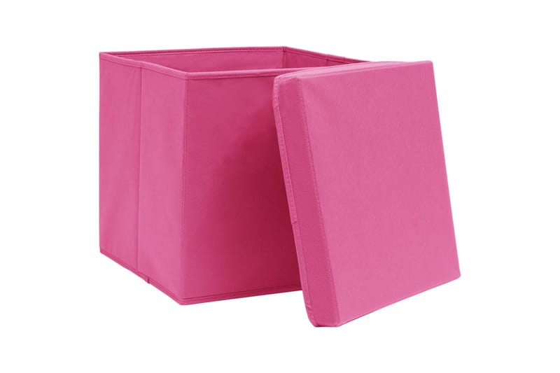 Opbevaringskasser Med Låg 4 Stk. 32x32x32 Stof Pink - Kurve & kasser