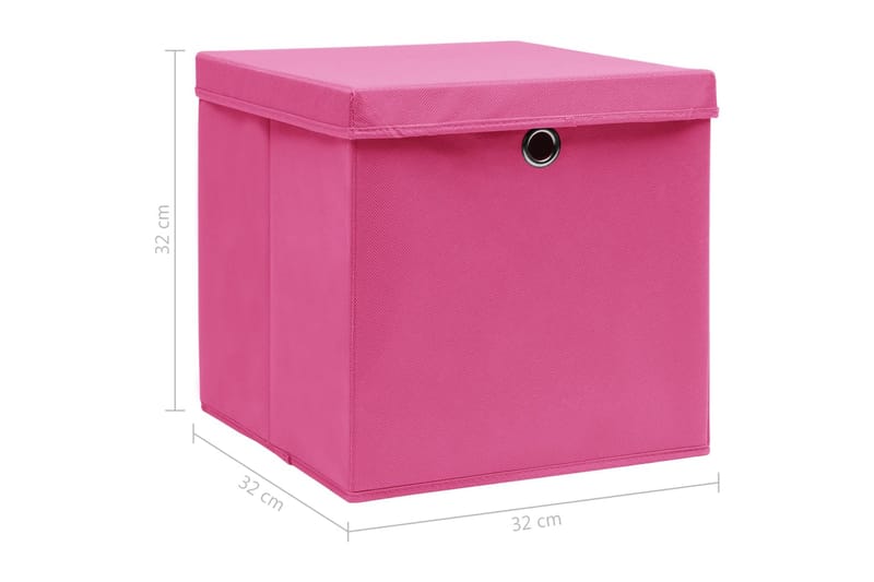 Opbevaringskasser Med Låg 4 Stk. 32x32x32 Stof Pink - Opbevaring - Opbevaring til småting - Kurve & kasser