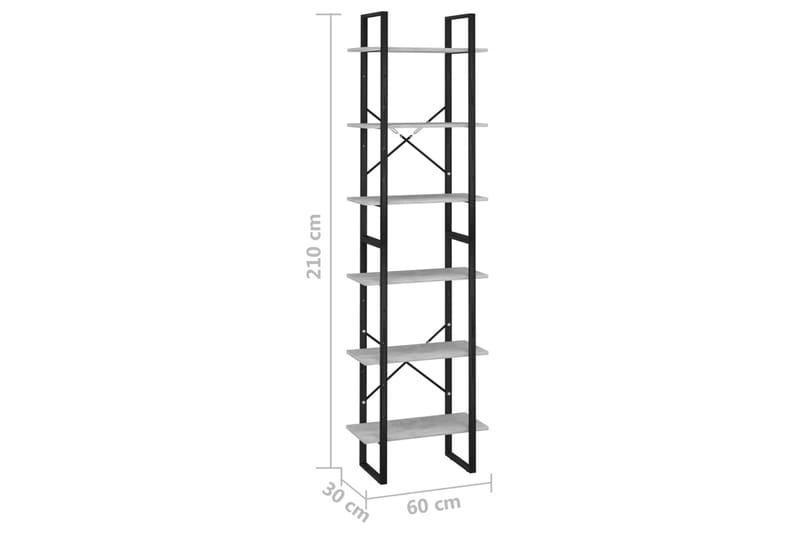 opbevaringsreol 60x30x210 cm spånplade betongrå - Grå - Kurve & kasser