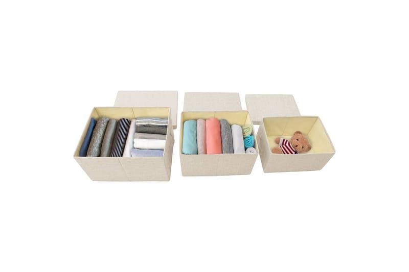 stabelbare opbevaringskasser 3 stk. stof cremefarvet - Creme - Kurve & kasser