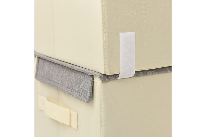 stabelbare opbevaringskasser 3 stk. stof grå og cremefarvet - Grå - Kurve & kasser