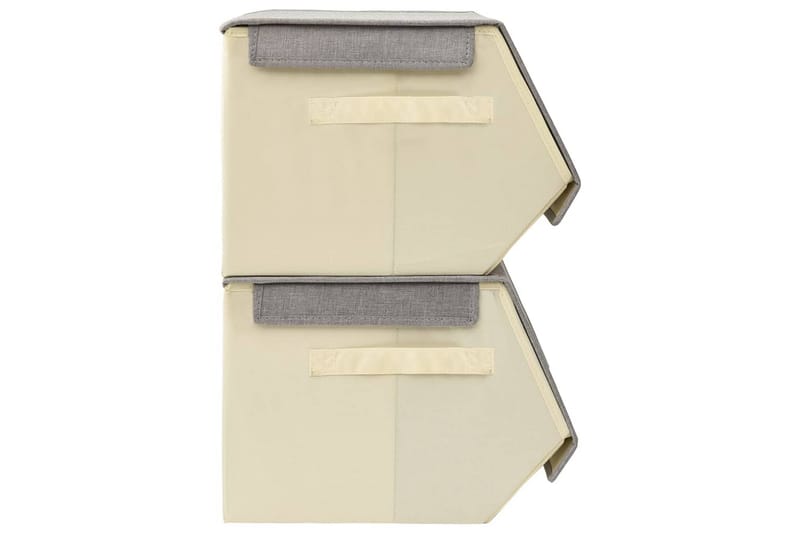 stabelbare opbevaringskasser 3 stk. stof grå og cremefarvet - Grå - Kurve & kasser