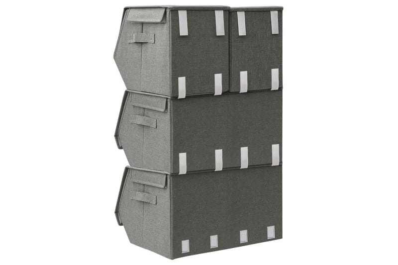 stabelbare opbevaringskasser 4 stk. stof antracitgrå - Antracit - Kurve & kasser