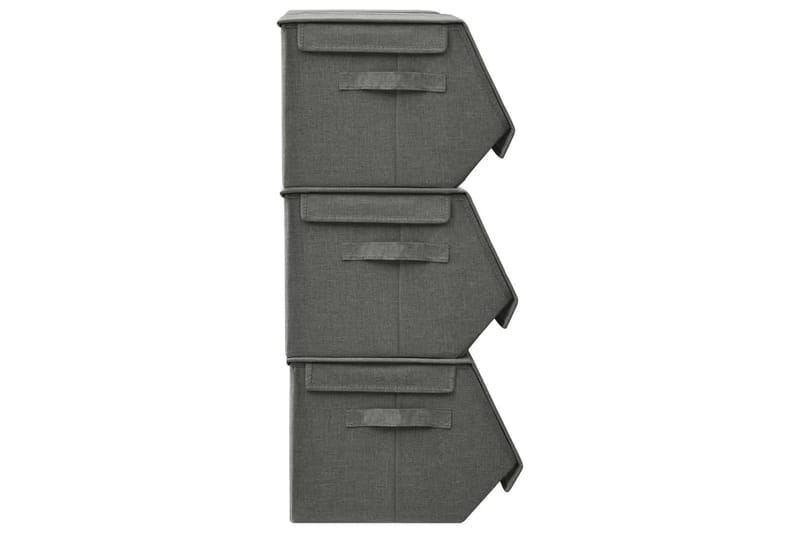 stabelbare opbevaringskasser 4 stk. stof antracitgrå - Antracit - Kurve & kasser