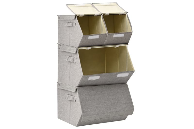 stabelbare opbevaringskasser 4 stk. stof grå - Grå - Kurve & kasser