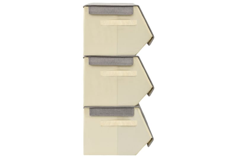 stabelbare opbevaringskasser 4 stk. stof grå og cremefarvet - Grå - Kurve & kasser
