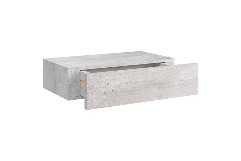 væghængt hylde med skuffe 40x23,5x10 cm MDF betongrå - Grå - Opbevaring - Opbevaring til småting - Kurve & kasser