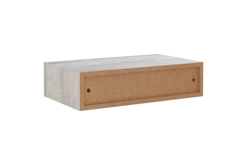 væghængt hylde med skuffe 40x23,5x10 cm MDF betongrå - Grå - Kurve & kasser