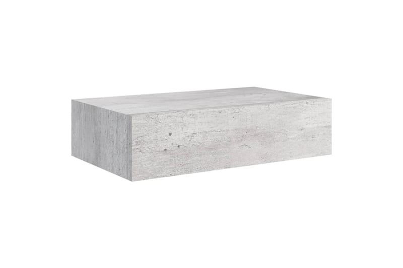 væghængt hylde med skuffe 40x23,5x10 cm MDF betongrå - Grå - Kurve & kasser