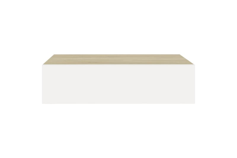 væghængt hylde med skuffe 40x23,5x10 cm MDF egetræ og hvid - Beige - Opbevaring - Opbevaring til småting - Kurve & kasser